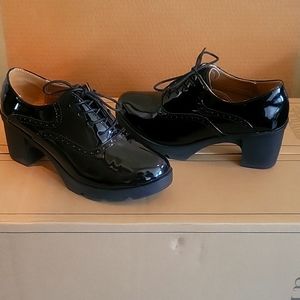 Shiny black dress shoes